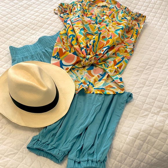 FREE PEOPLE BEACH Ali pants pockets super soft elastic waistband blue size XS - Picture 13 of 13